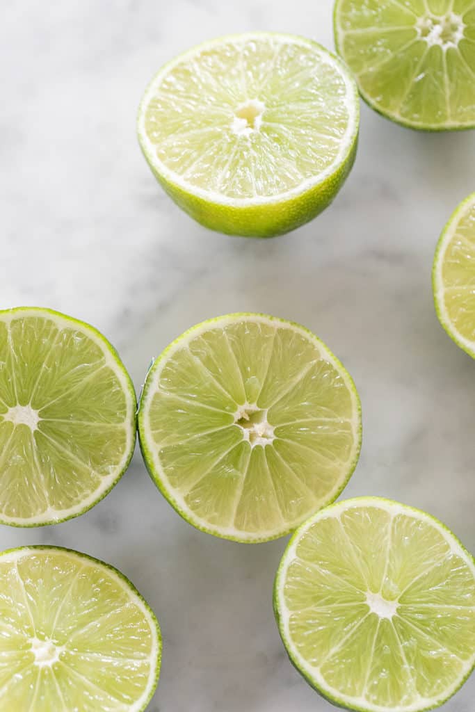 limes cut in half. 