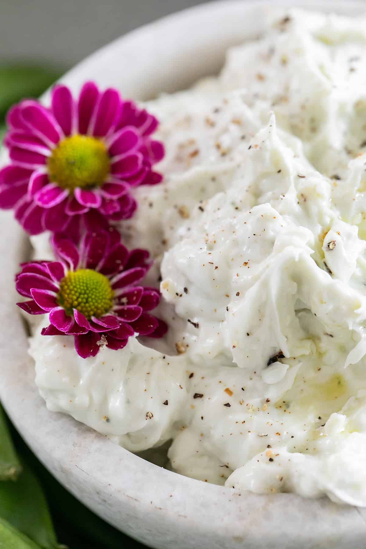 Blue Cheese Dip whipped in a bowl.