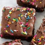 Homemade brownies with sprinkles.