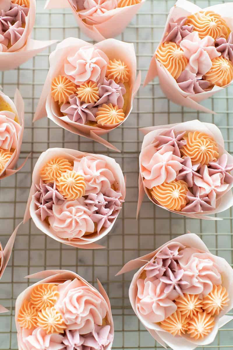 Cupcake Flower Bouquet in pink wrappers
