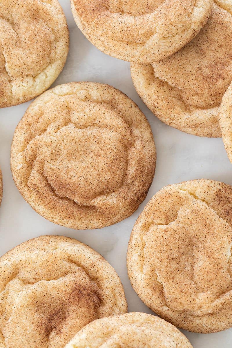 Snickerdoodle cookies on a white background. 