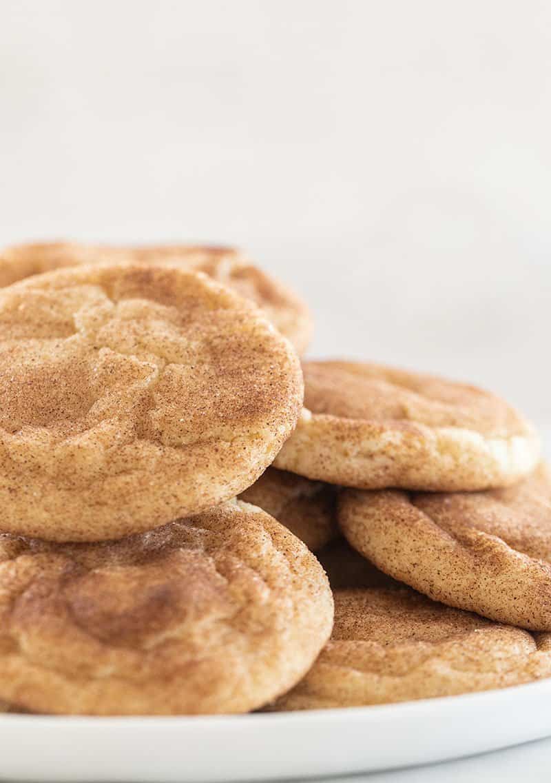 Snickerdoodle cookies on a plate.