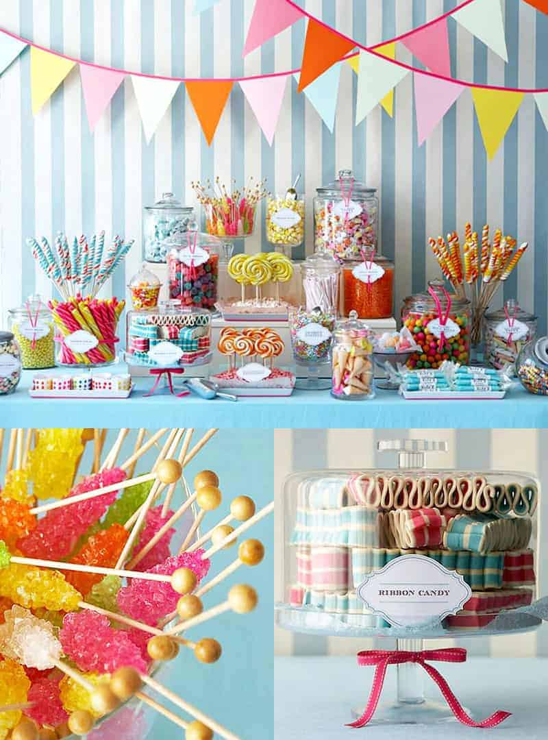 Colorful candy bar for a graduation party