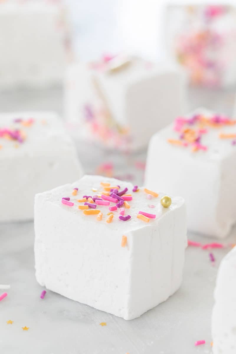 Homemade marshmallows with sprinkles