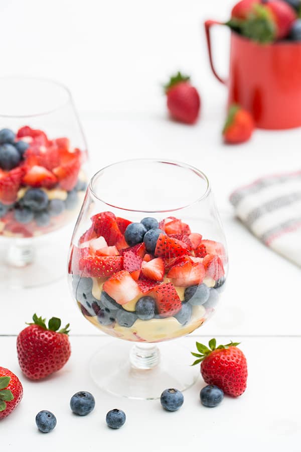 Zabaglione with red and blue berries. 