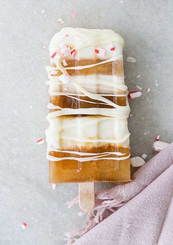 Coffee and Cream Popsicle with Crushed Peppermint 