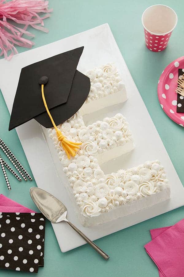 E graduation cake - graduation cap, graduation party decorations