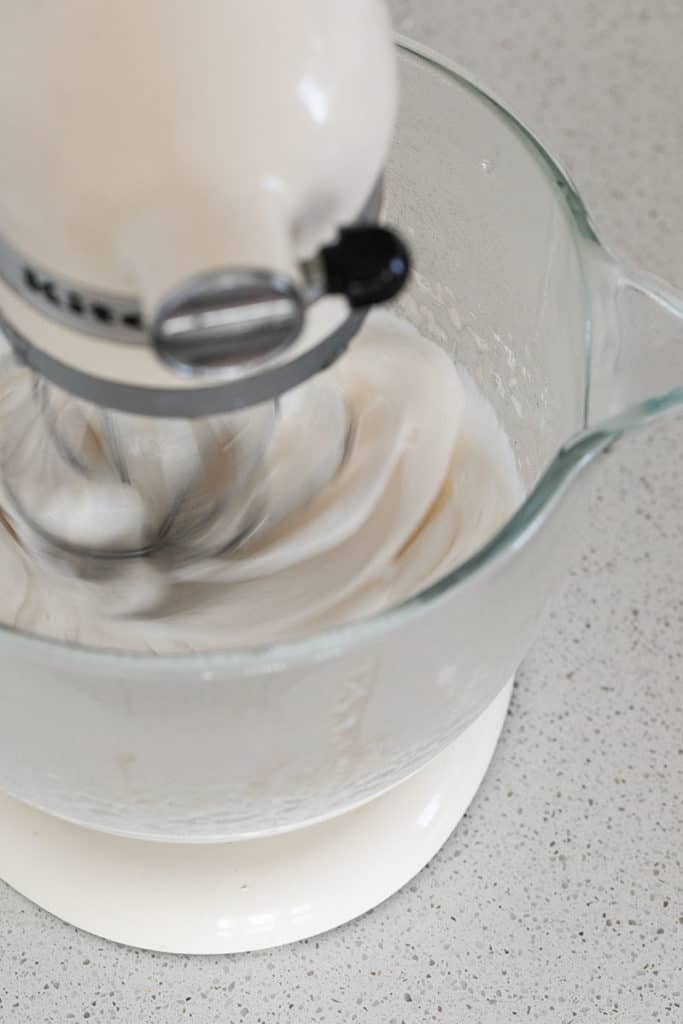 Whipping sugar to make homemade marshmallows.