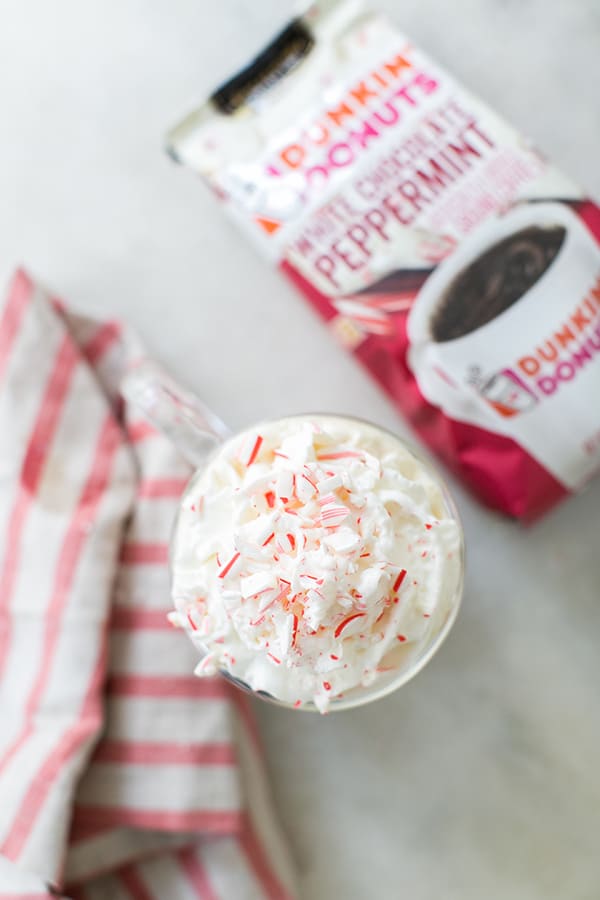 Peppermint mocha with crushed candy canes.