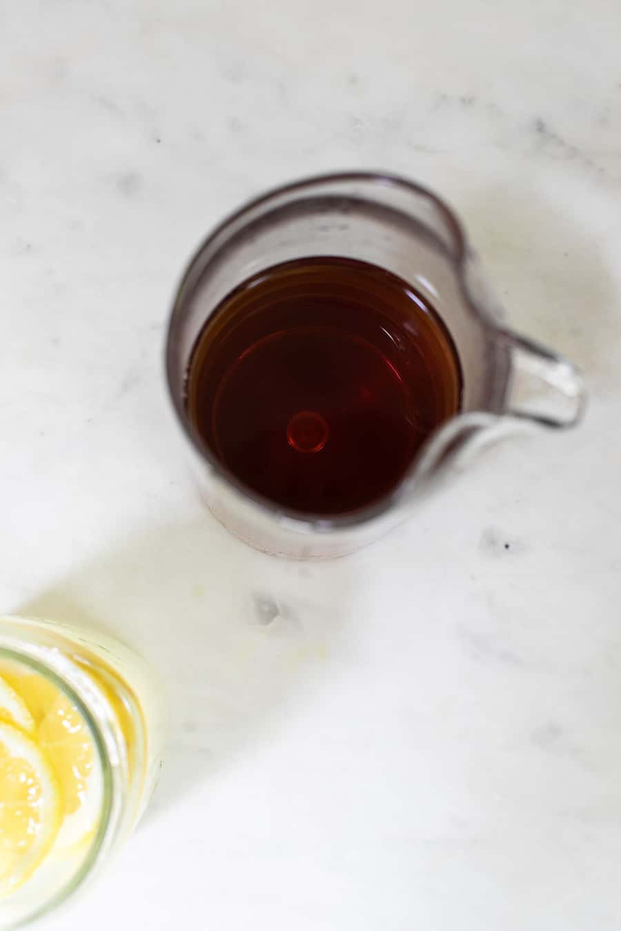 Iced tea in a pitcher