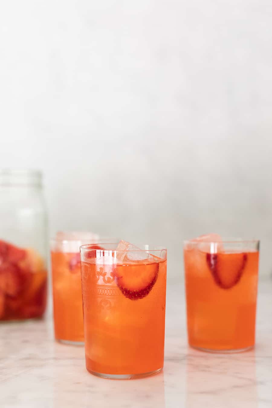 Strawberry lemonade in glasses. 