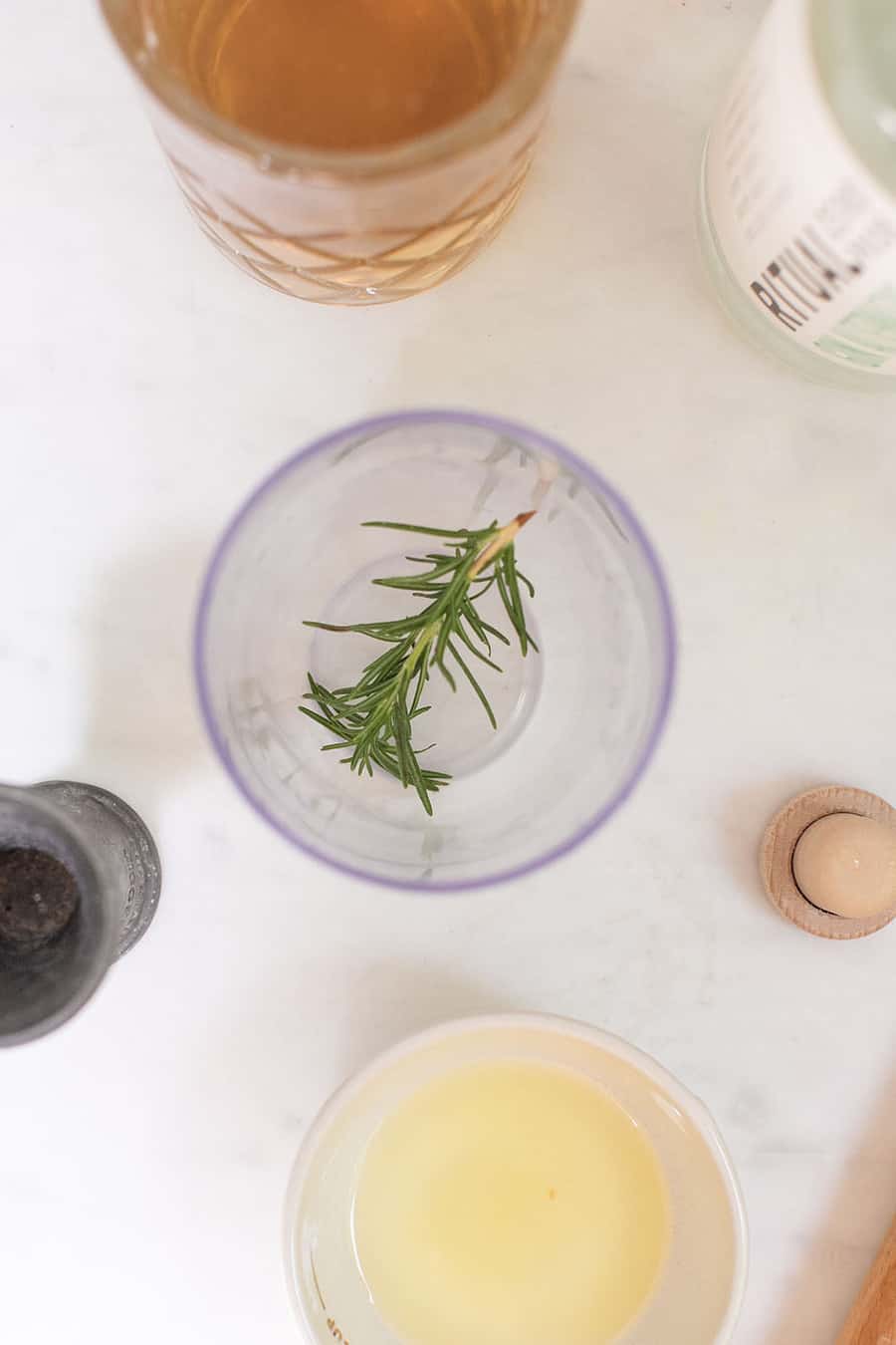 rosemary in cocktail shaker