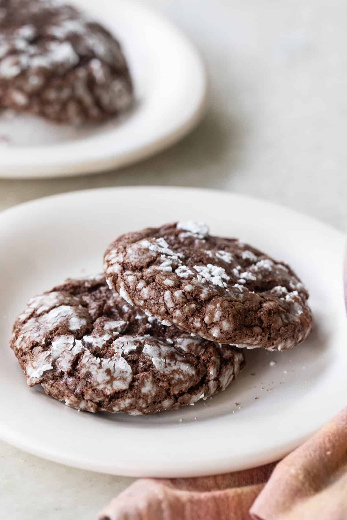 chocolate crinkle cookie on a plate