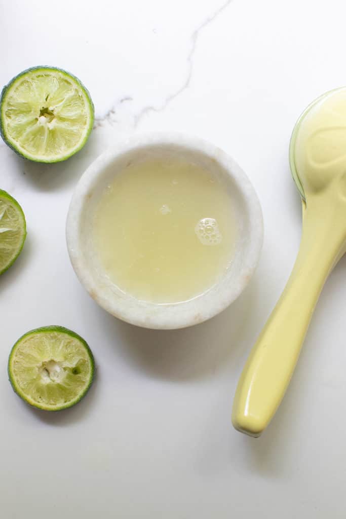 fresh squeezed lime juice in a bowl