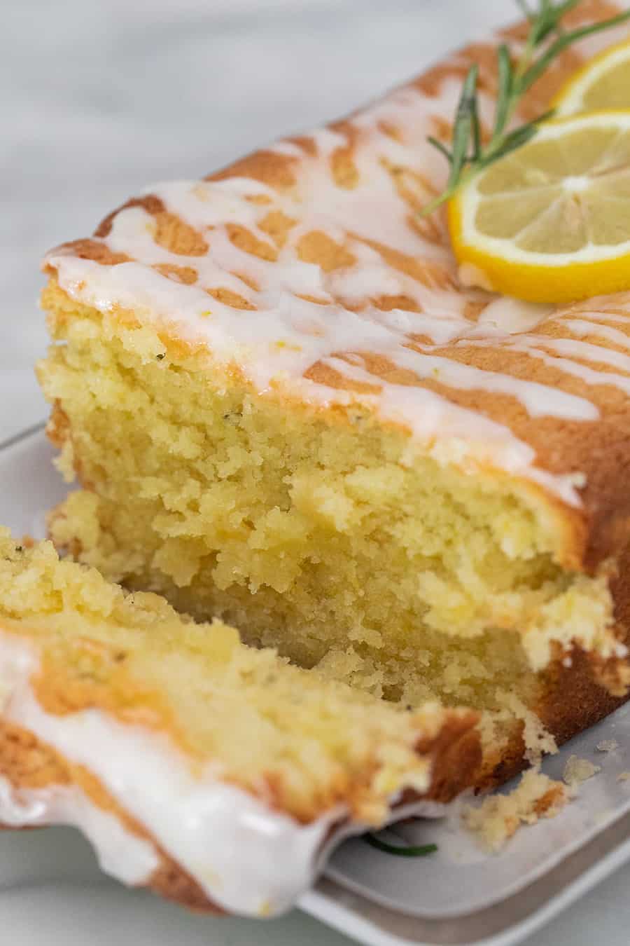 Super moist lemon loaf cake with glaze