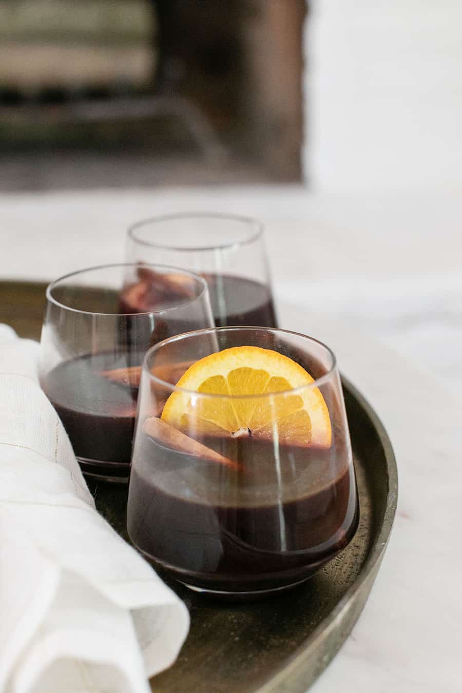 mulled wine with orange slice