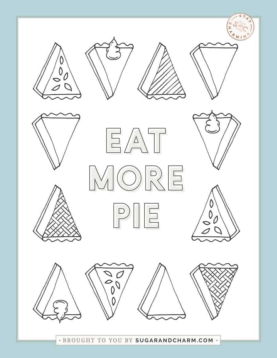 Eat more pie Thanksgiving coloring page