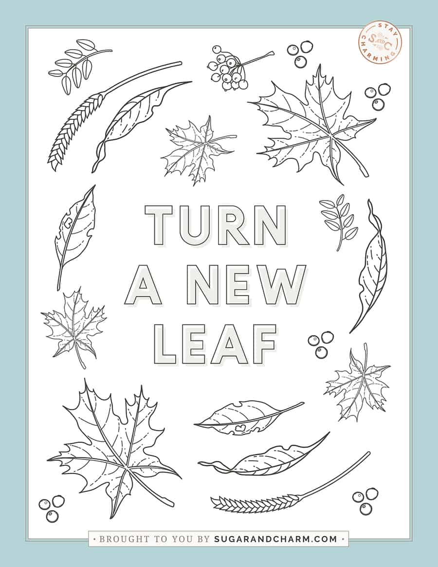 Turn a new leaf coloring page for Thanksgiving