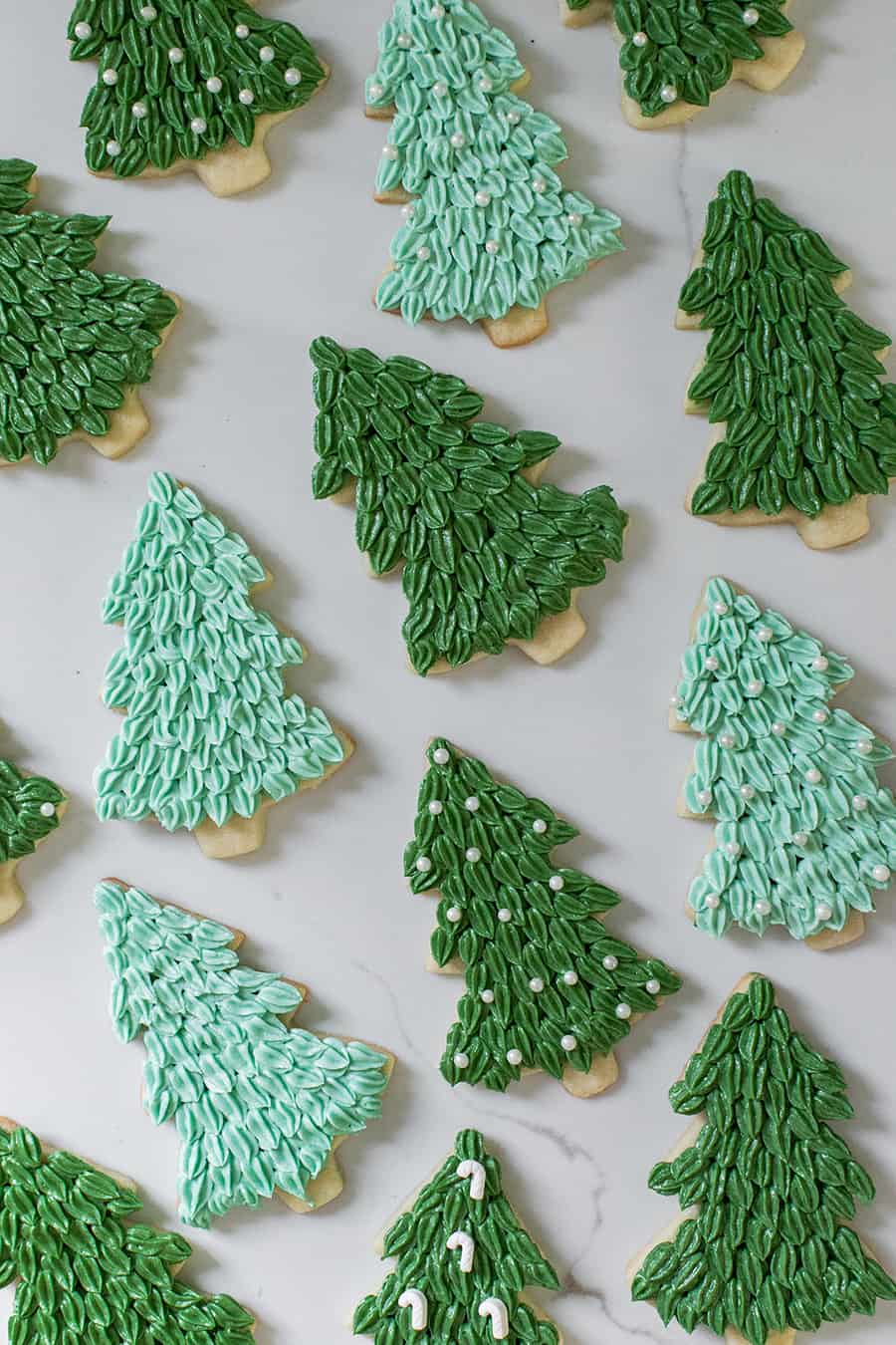 Christmas sugar cookies with green frosting.