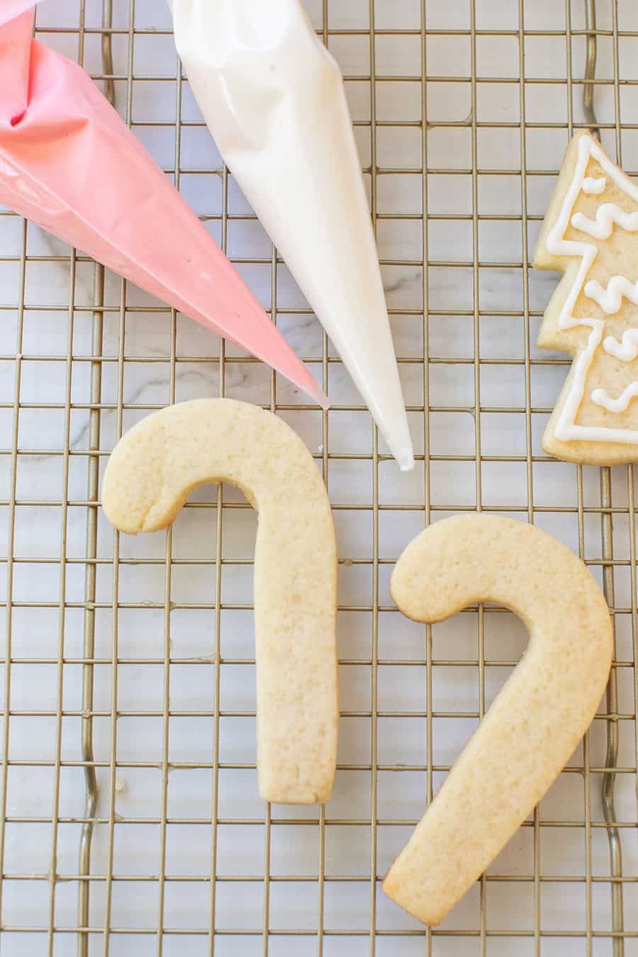 Candy cane sugar cookies that are made with Truvia sweetener and are sugar-free.