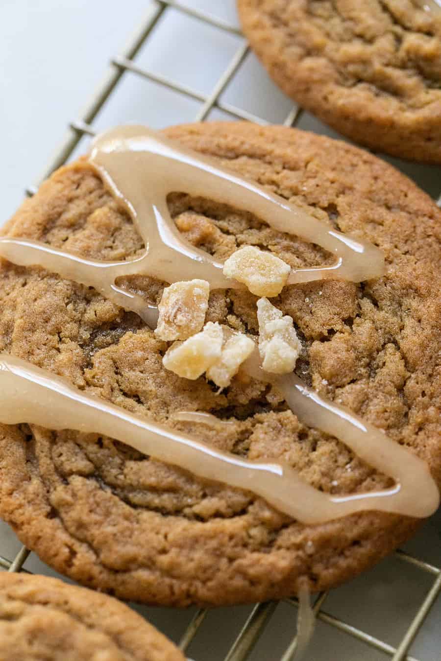 Ginger cookies with honey and ginger chips.