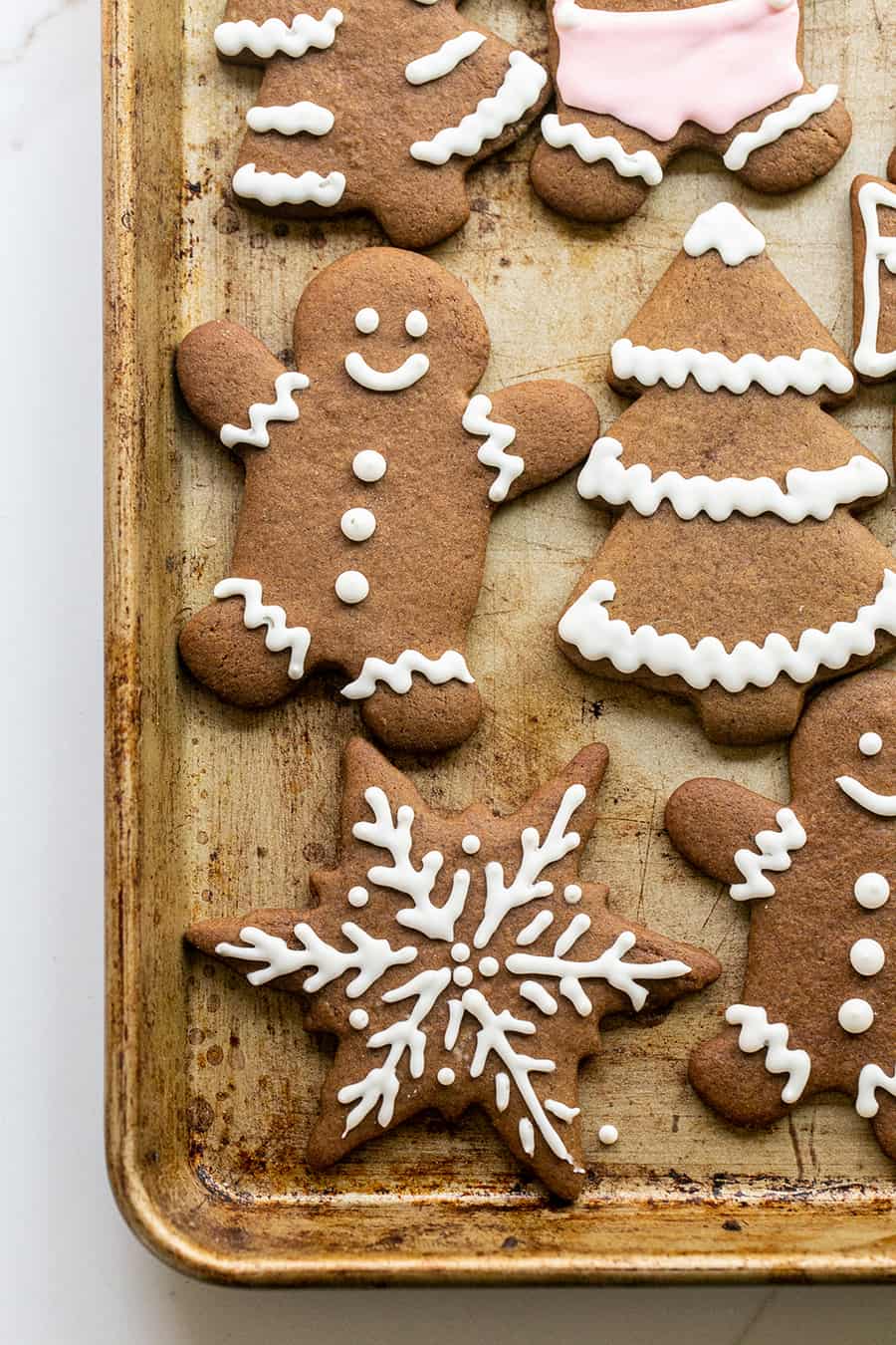 Gingerbread cookies on a baking sheet