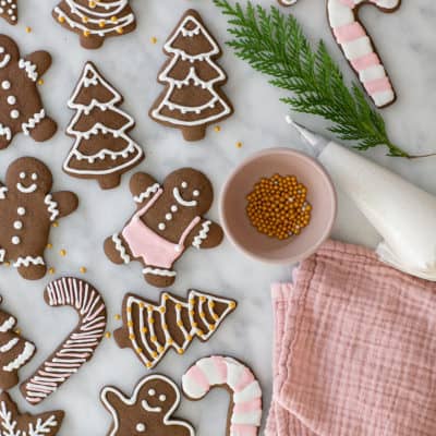 Decorated gingerbread cookies.