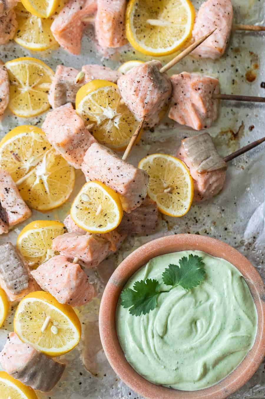 Salmon with cilantro sauce