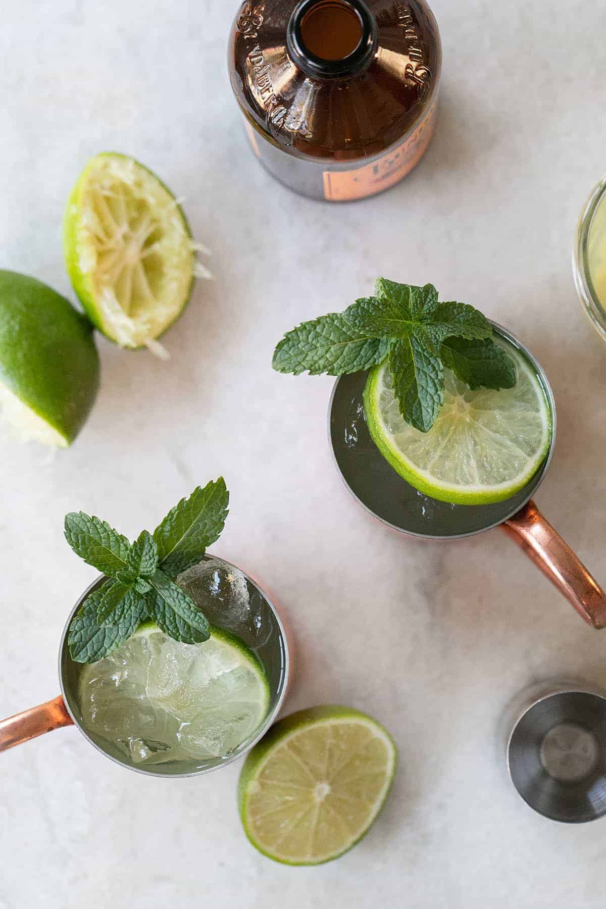 Moscow Mule with mint and lime 