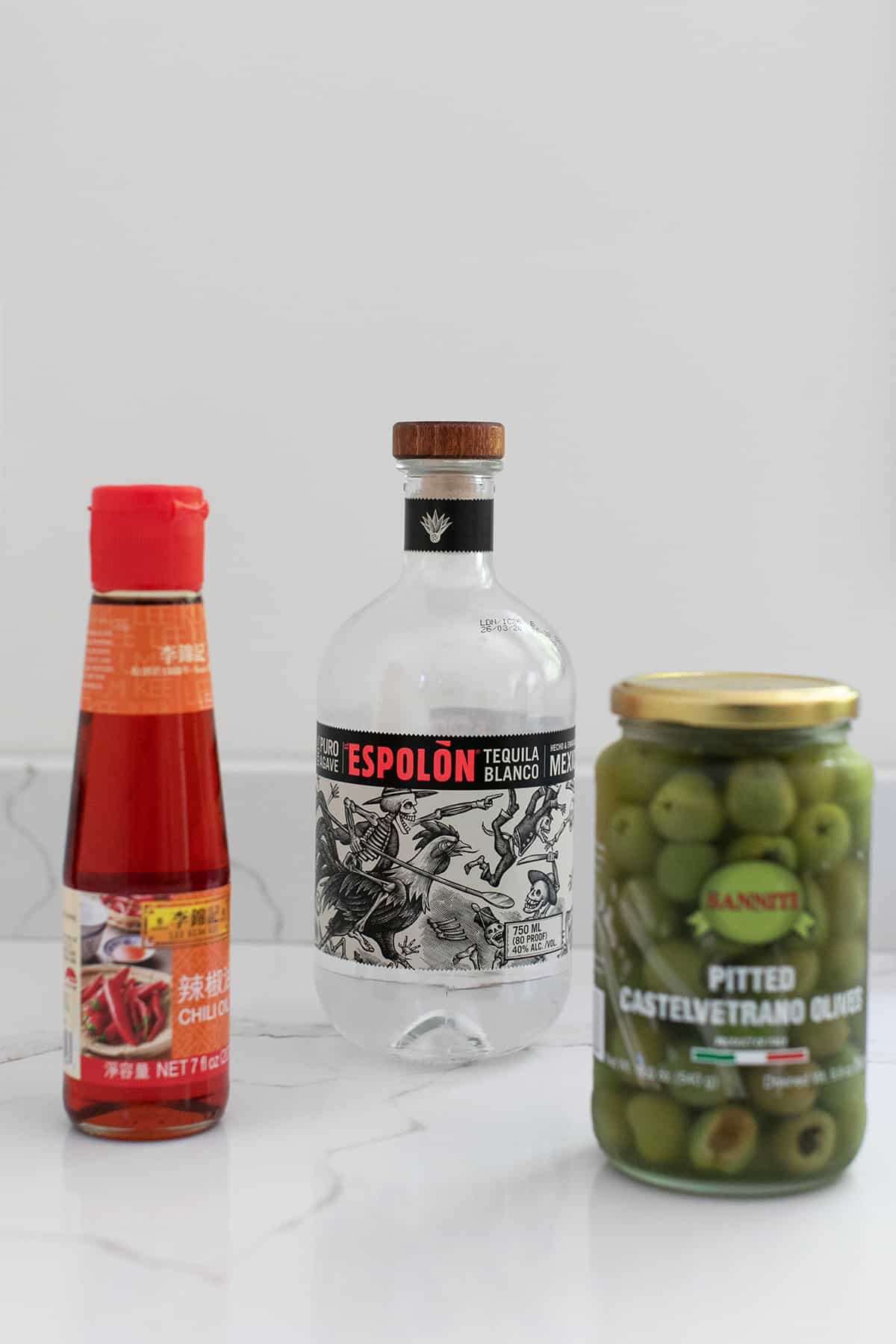 Espolon tequila, olives and chili oil 