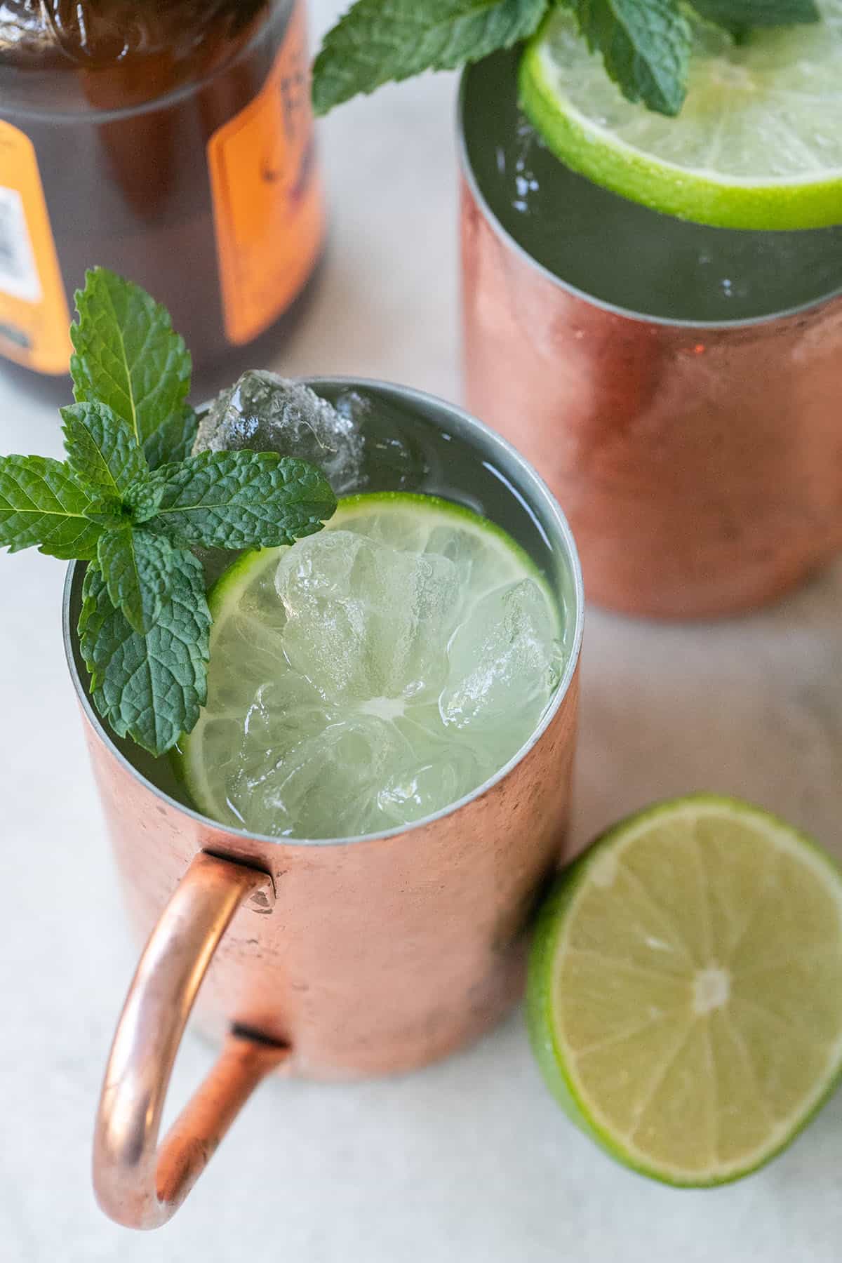 Cheap mixed drinks is a Moscow mule in a copper mug