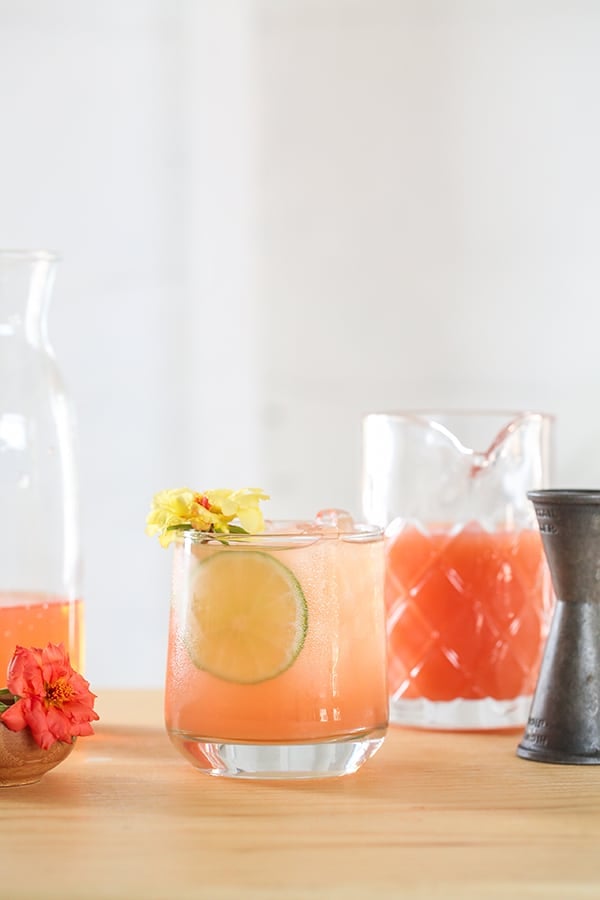Paloma cocktail  with lime and grapefruit juice and tequila 