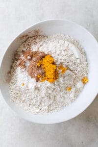 flour, orange zest, spices