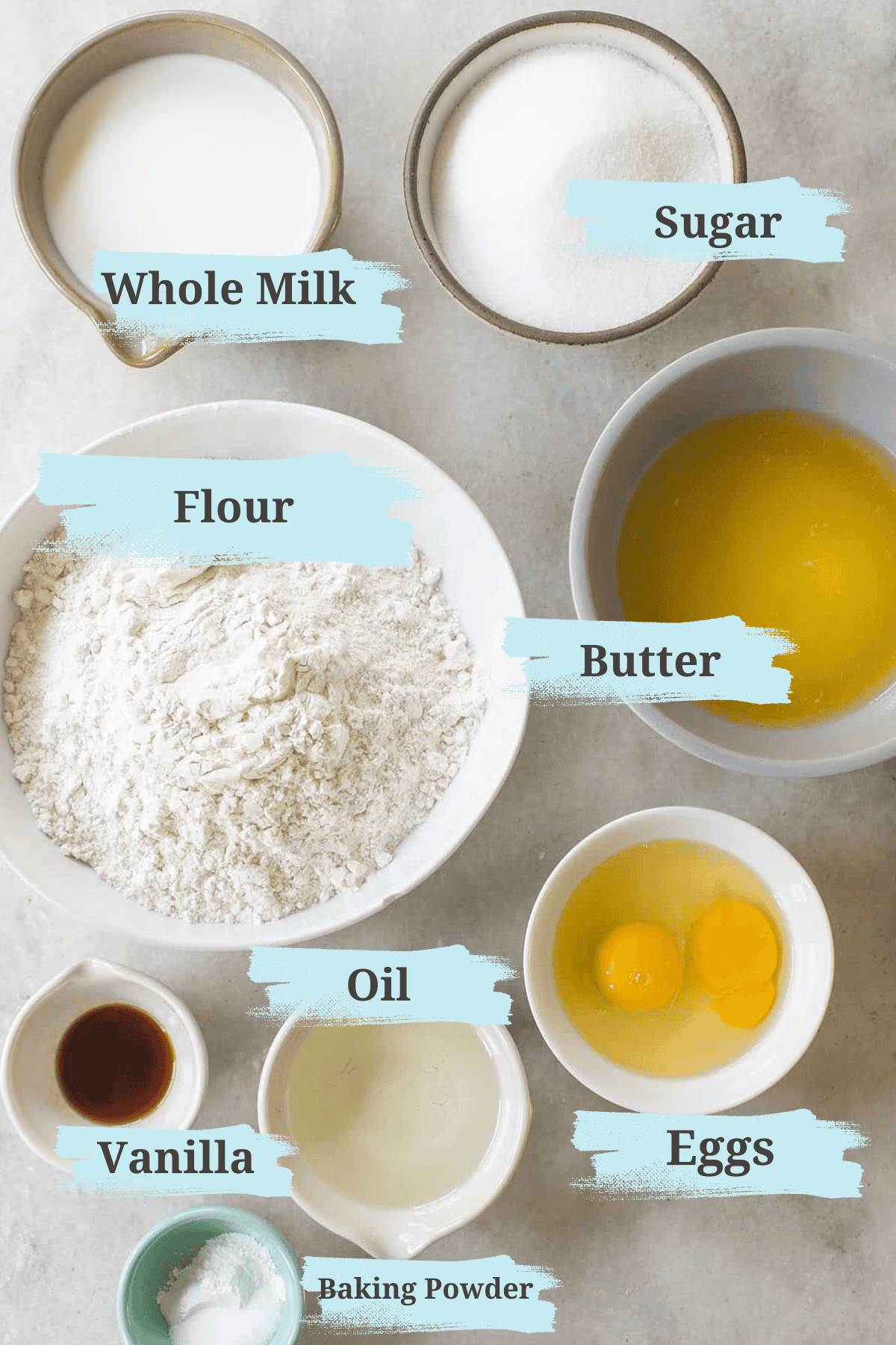 Crumb cake ingredients.