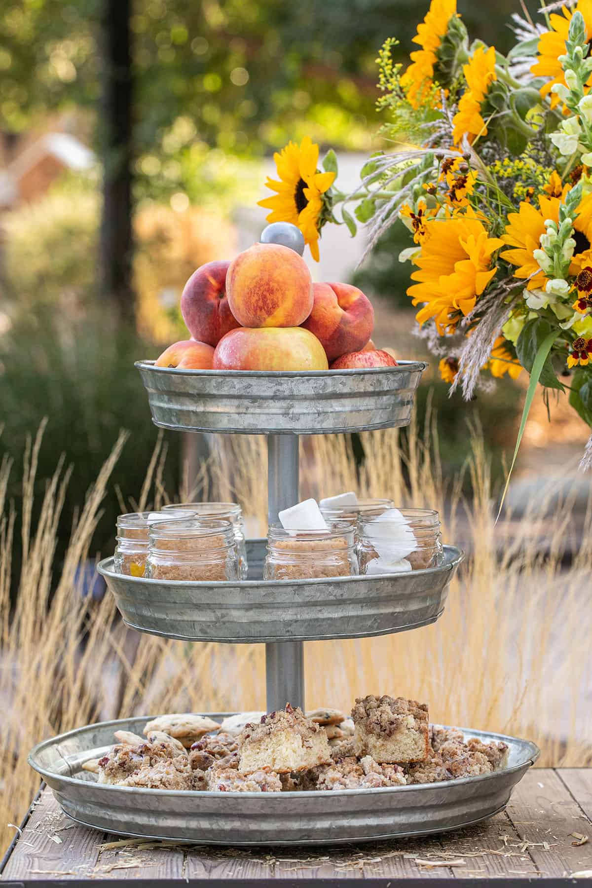 galvanized tray with fall desserts 