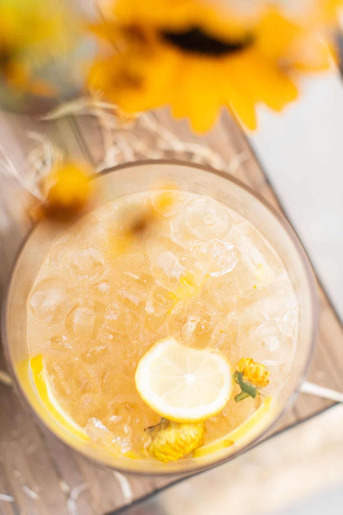 ginger whiskey punch with lemon juice and ginger