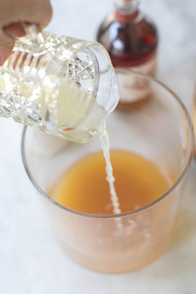 ginger simple syrup into a punch bowl