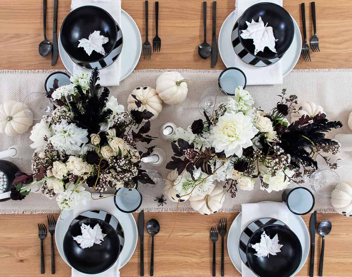 Ghost themed Halloween table setting.