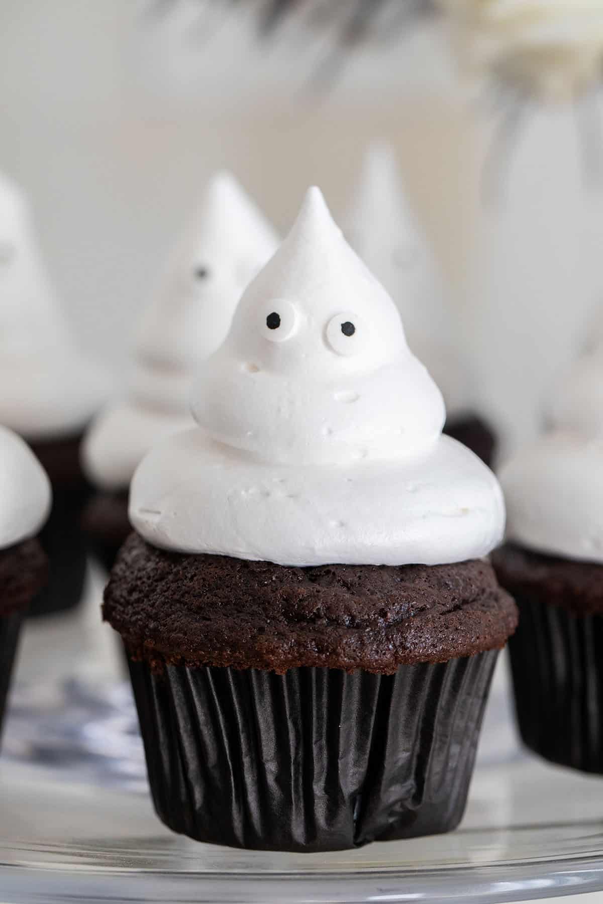 Ghost cupcakes with marshmallow fluff.