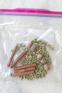 mulling spices in a plastic bag