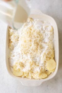 heavy cream over potatoes