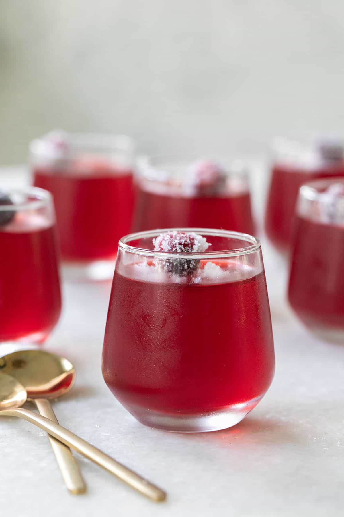 holiday Jello shots - fresh cranberries, sugared cranberries, cranberry jell