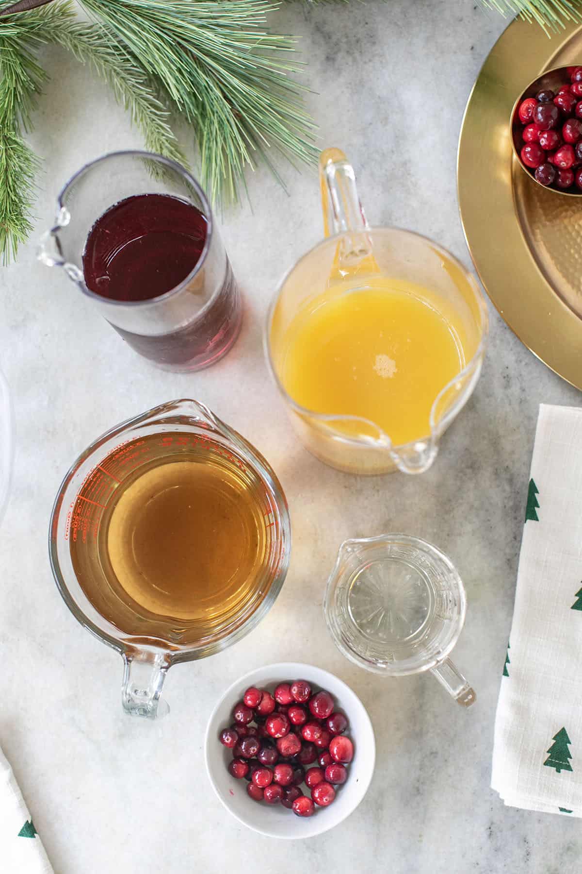 ingredients to make a Christmas punch 