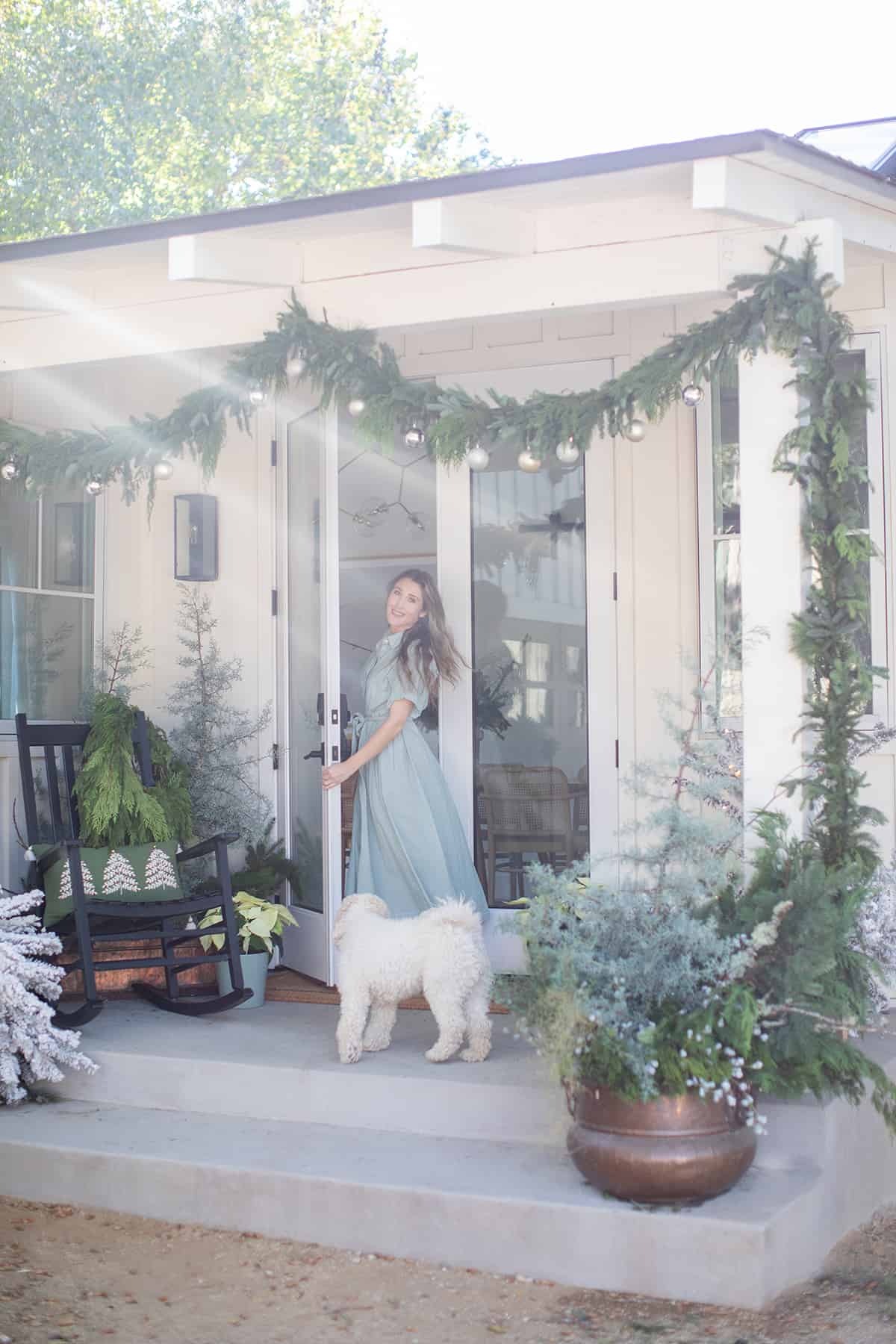 Eden Passante on her front porch for Christmas.