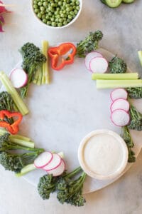 vegetables on a platter for a holiday appetizer