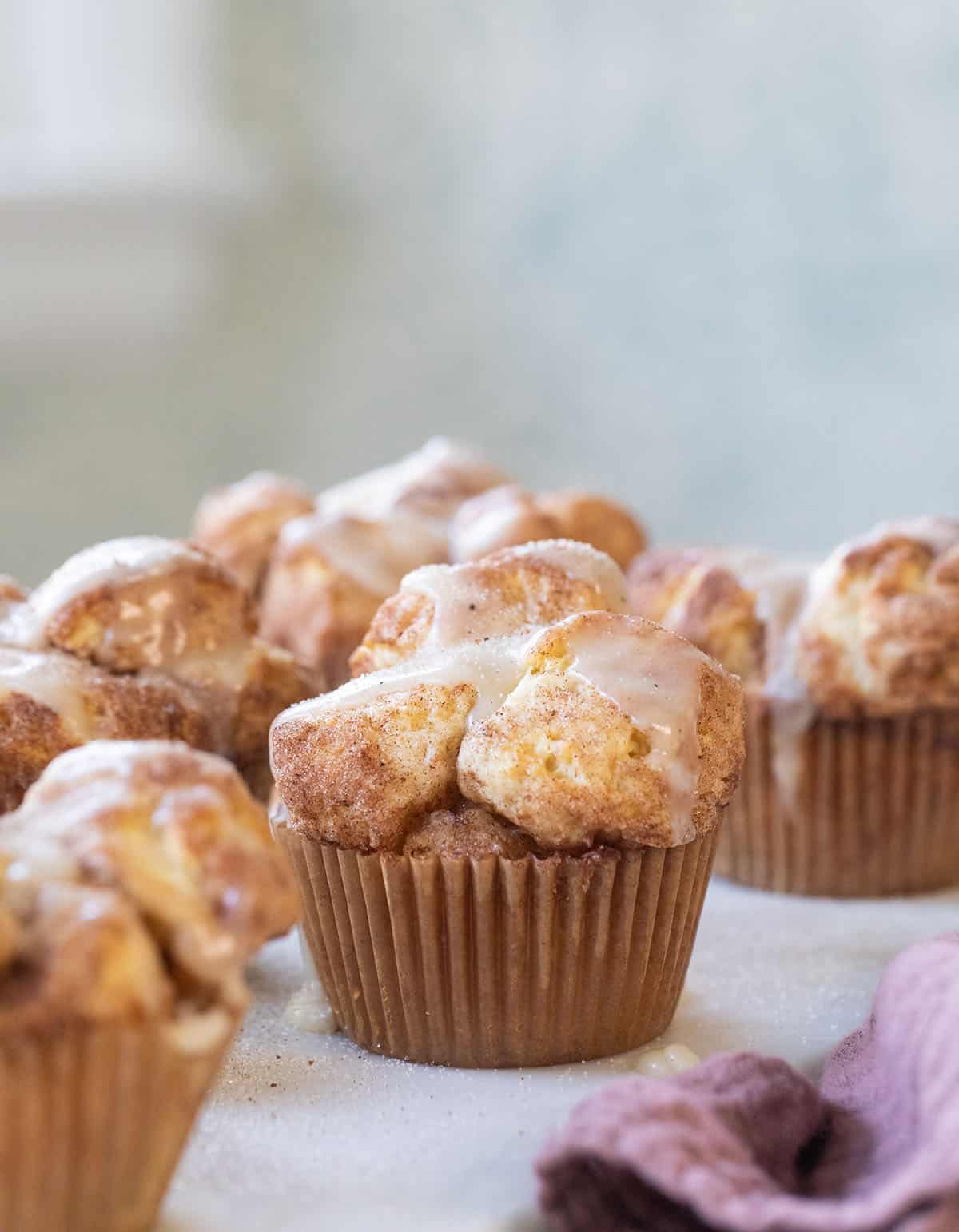 monkey bread muffins with glaze - brown sugar