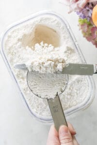 leveling flour with a butter knife