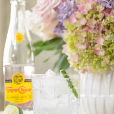 Topo Chico with lime juice