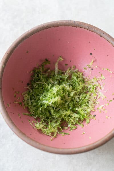 lime zest in a bowl