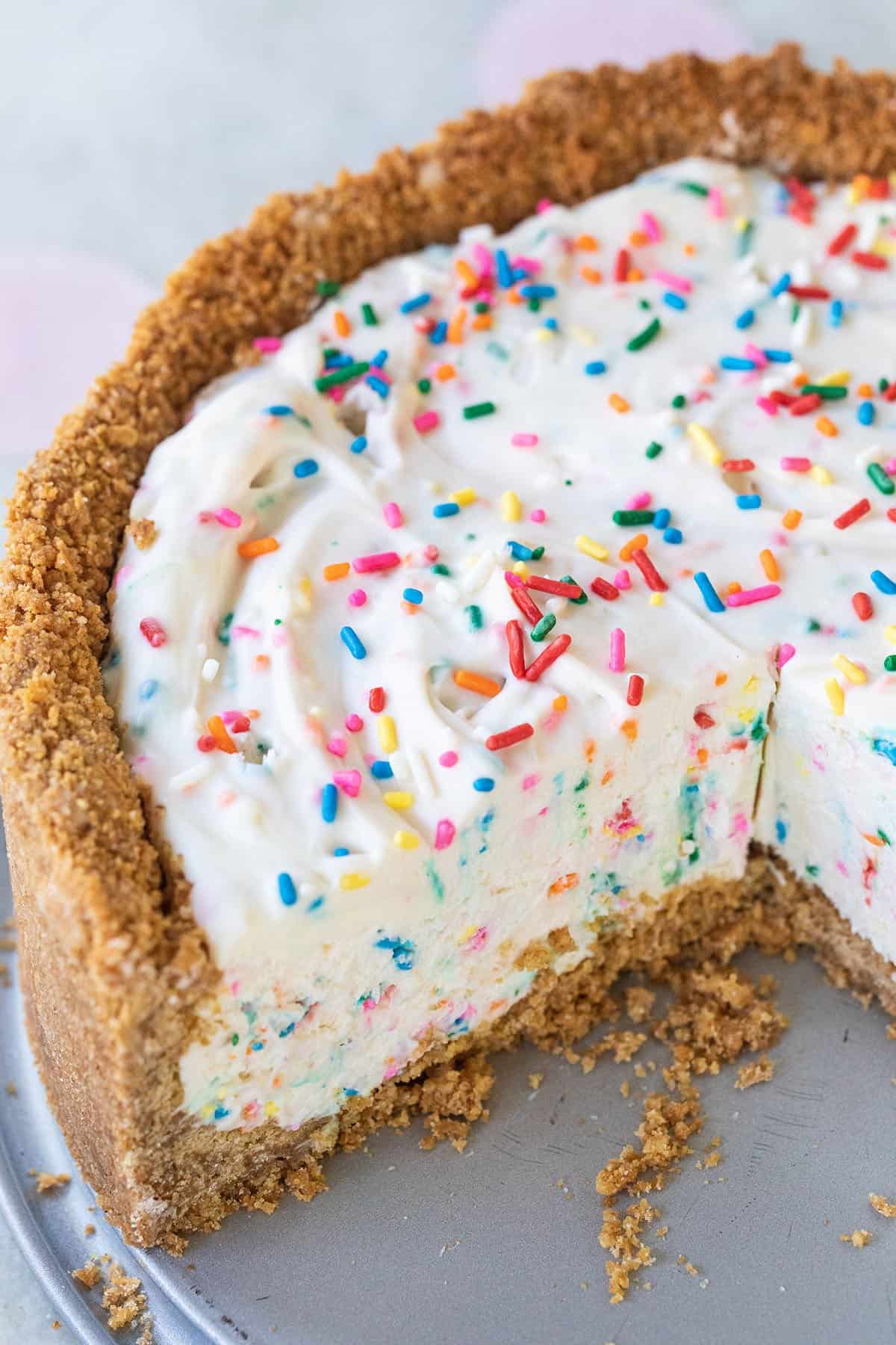 No-bake cheesecake with sprinkles.